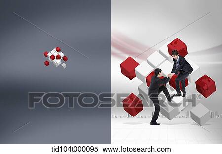 Stock Photography - business booklet template featuring business people in illustrated background . Fotosearch