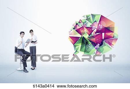 business people next to an illustrated speech bubble View Large Photo Image Picture - business people next to an illustrated speech bubble. Fotosearch