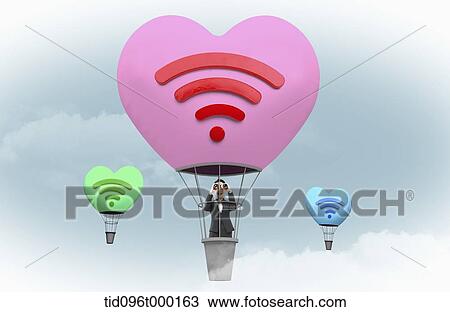 businesswoman in a hot air balloon with WI-FI View Large Photo Image Stock Image - businesswoman in a hot air balloon with WI-FI. Fotosearch