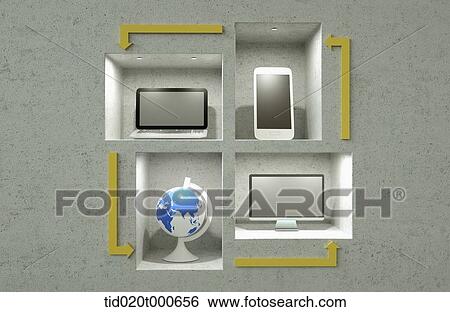 different rooms for each devices View Large Photo Image Stock Photograph - different rooms for each devices . Fotosearch