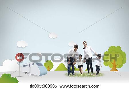 family on a picnic in illustrated background View Large Photo Image Stock Photography - family on a picnic in illustrated background . Fotosearch
