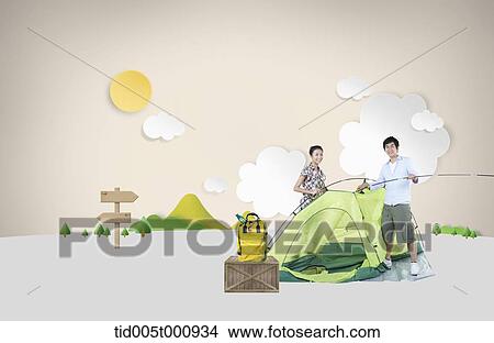 family on camping in illustrated background View Large Photo Image Picture - family on camping in illustrated background . Fotosearch