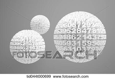 Stock Photo - globes filled with numbers. Fotosearch