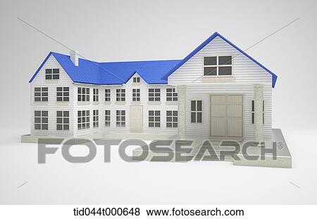 graphic of a 3d house with blue roof View Large Photo Image Stock Photo - graphic of a 3d house with blue roof. Fotosearch