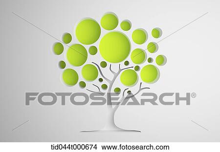 Picture - green tree graphics in grey background. Fotosearch