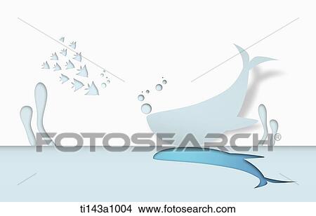 illustrated dolphin and shadow View Large Photo Image Picture - illustrated dolphin and shadow. Fotosearch