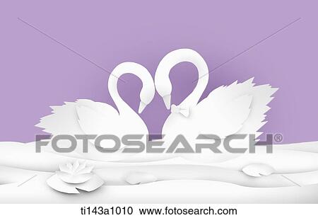 illustrated swans in purple background View Large Photo Image Stock Image - illustrated swans in purple background. Fotosearch