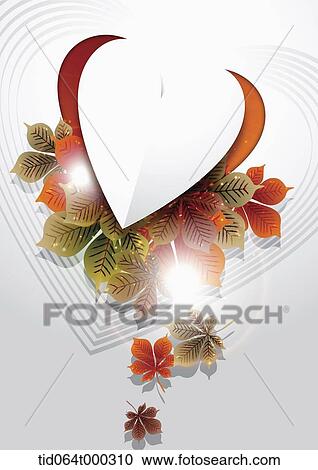 Stock Image - illustration autumn memo template in shape of heart . Fotosearch