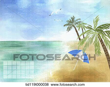 illustration calendar template featuring beach View Large Photo Image Stock Photo - illustration calendar template featuring beach . Fotosearch