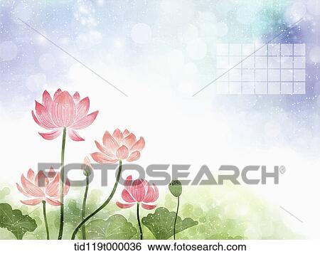 illustration calendar template featuring pink flowers View Large Photo Image Stock Photograph - illustration calendar template featuring pink flowers . Fotosearch