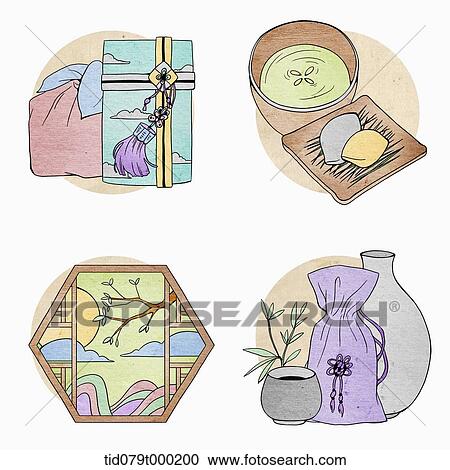 illustration icon set related to Korean Chuseok View Large Photo Image Stock Image - illustration icon set related to Korean Chuseok. Fotosearch