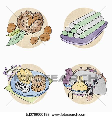 Stock Photo - illustration icon set related to Korean Chuseok. Fotosearch