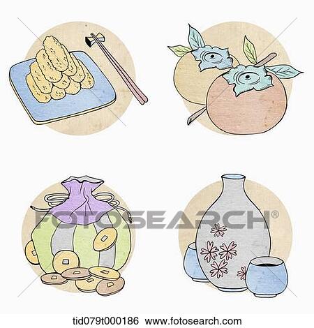 illustration icon set related to Korean Chuseok View Large Photo Image Stock Photograph - illustration icon set related to Korean Chuseok. Fotosearch