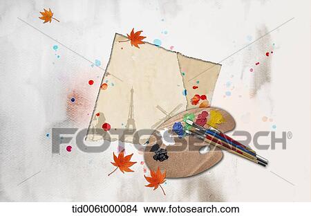 illustration memo template featuring notebook and paint View Large Photo Image Picture - illustration memo template featuring notebook and paint. Fotosearch