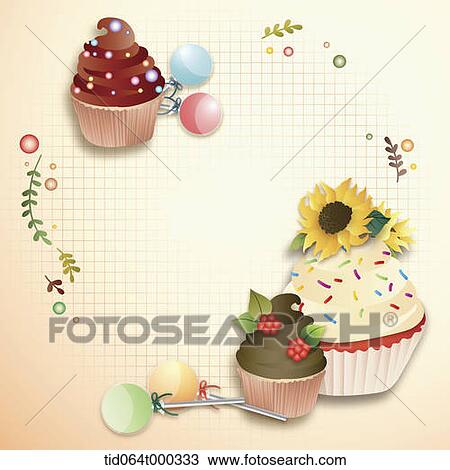 illustration memo template featuring cup cakes View Large Photo Image Stock Image - illustration memo template featuring cup cakes . Fotosearch