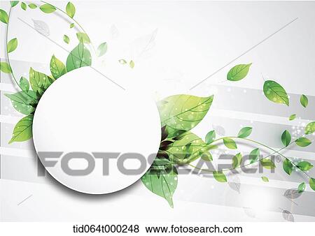 Stock Photo - illustration memo template featuring green leaves. Fotosearch