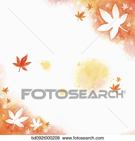 Stock Photo - illustration memo template in orange featuring maple leaves. Fotosearch