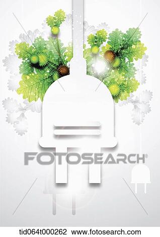 Stock Image - illustration memo template in shape of outlet with leaves. Fotosearch