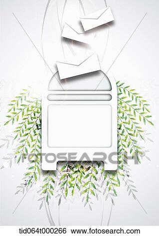 Stock Photograph - illustration memo template in shape of mailbox with leaves. Fotosearch