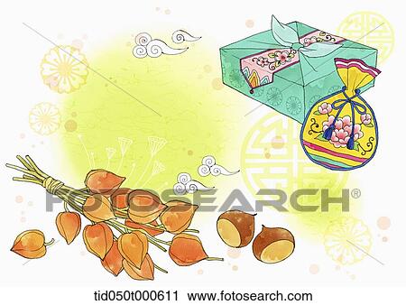 Stock Image - illustration memo template of Korean Chuseok. Fotosearch