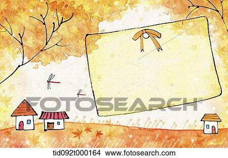 Picture - illustration memo template with autumn concept featuring blank page. Fotosearch