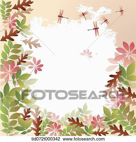 Stock Image - illustration memo template with autumn concept featuring dragon flies. Fotosearch