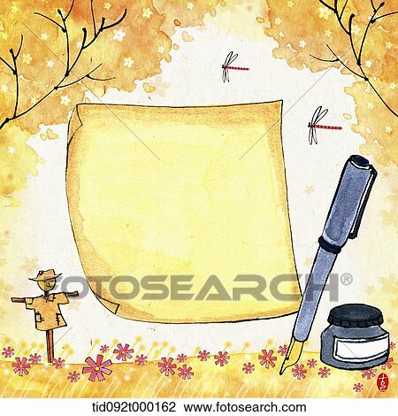 illustration memo template with autumn concept featuring blank page View Large Photo Image Stock Image - illustration memo template with autumn concept featuring blank page. Fotosearch