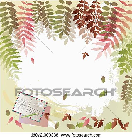 Stock Photo - illustration memo template with autumn concept featuring post card. Fotosearch