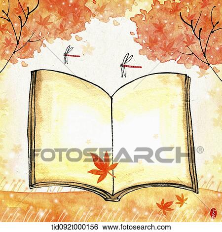 illustration memo template with autumn concept featuring open book View Large Photo Image Stock Photograph - illustration memo template with autumn concept featuring open book. Fotosearch