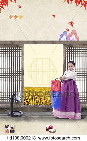illustration memo template with girl in Chuseok View Large Photo Image Stock Photo - illustration memo template with girl in Chuseok. Fotosearch