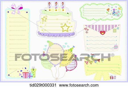 Stock Image - illustration memo templates with design of party. Fotosearch