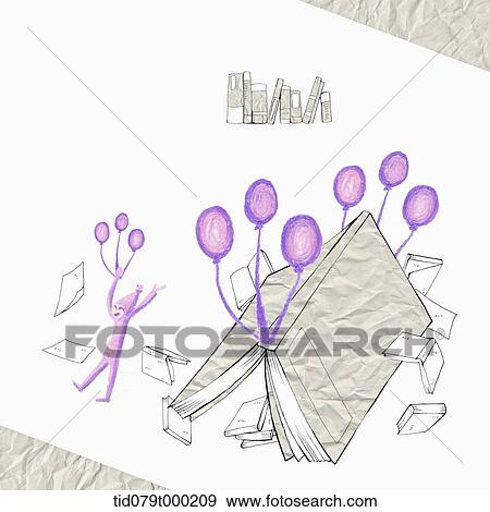 Stock Photo - illustration of a character next to a book. Fotosearch