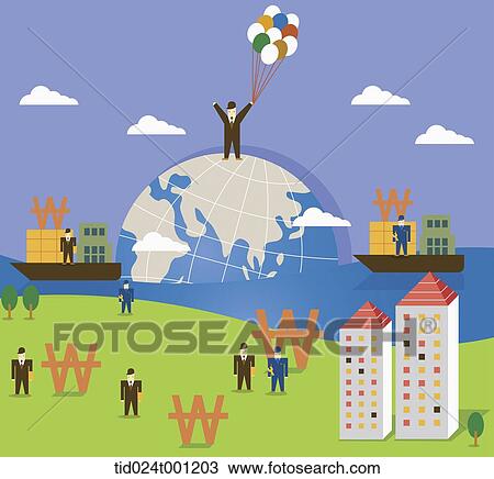 illustration of a city with businessmen and money View Large Photo Image Stock Image - illustration of a city with businessmen and money . Fotosearch
