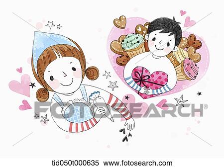 illustration of a couple baking View Large Photo Image Stock Photography - illustration of a couple baking. Fotosearch
