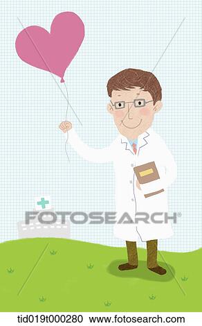 illustration of a doctor holding a balloon View Large Photo Image Stock Image - illustration of a doctor holding a balloon. Fotosearch