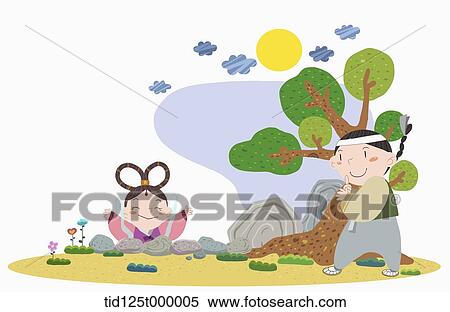 illustration of a fairy and woodman View Large Photo Image Stock Photography - illustration of a fairy and woodman . Fotosearch