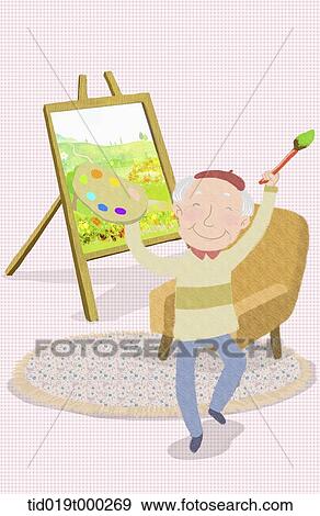 illustration of a grandfather painting View Large Photo Image Stock Photo - illustration of a grandfather painting. Fotosearch