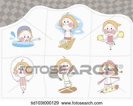 illustration of a woman character doing sports View Large Photo Image Stock Photo - illustration of a woman character doing sports . Fotosearch