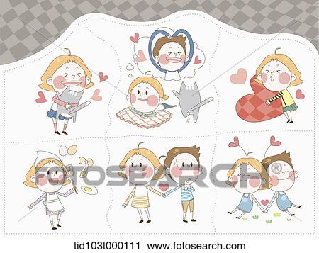 Stock Image - illustration of a woman character in love . Fotosearch