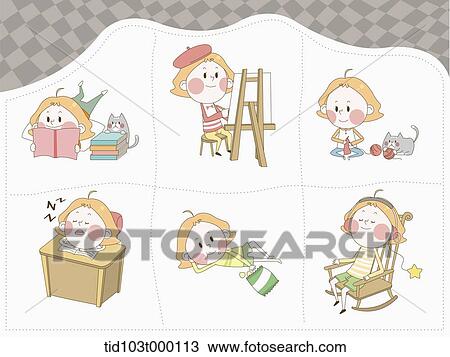 illustration of a woman character's life in 6 sections View Large Photo Image Stock Image - illustration of a woman character's life in 6 sections . Fotosearch
