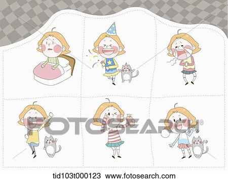 illustration of a woman character's life in 6 sections View Large Photo Image Stock Image - illustration of a woman character's life in 6 sections . Fotosearch