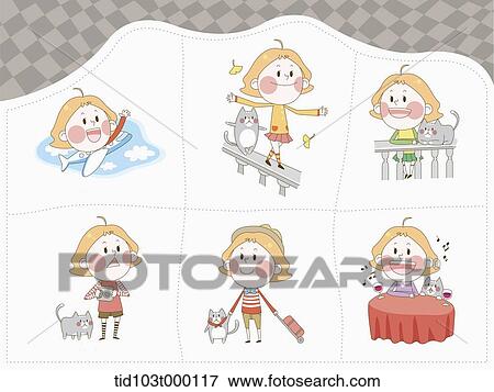 illustration of a woman character's life in 6 sections View Large Photo Image Stock Photo - illustration of a woman character's life in 6 sections . Fotosearch