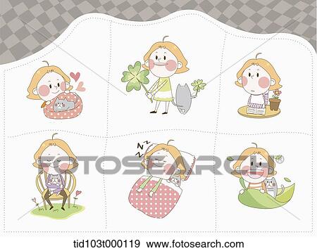 illustration of a woman character's life in 6 sections View Large Photo Image Stock Photo - illustration of a woman character's life in 6 sections . Fotosearch