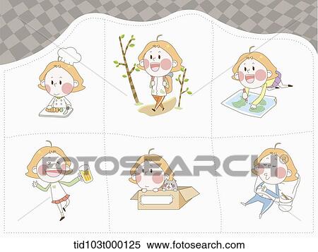 illustration of a woman character's life in 6 sections View Large Photo Image Stock Photography - illustration of a woman character's life in 6 sections . Fotosearch