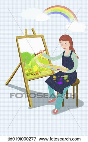 illustration of a woman painting View Large Photo Image Stock Photo - illustration of a woman painting . Fotosearch