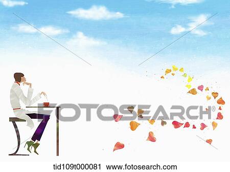 illustration of a woman sitting at desk drinking coffee View Large Photo Image Stock Image - illustration of a woman sitting at desk drinking coffee. Fotosearch