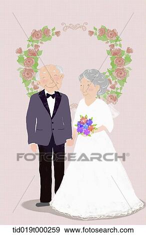 illustration of an old couple getting married View Large Photo Image Stock Photo - illustration of an old couple getting married. Fotosearch