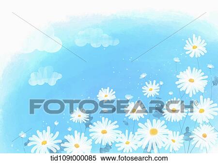 Stock Photography - illustration of bright sky with flowers . Fotosearch