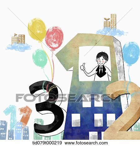 illustration of businessman in number one building View Large Photo Image Stock Photo - illustration of businessman in number one building. Fotosearch