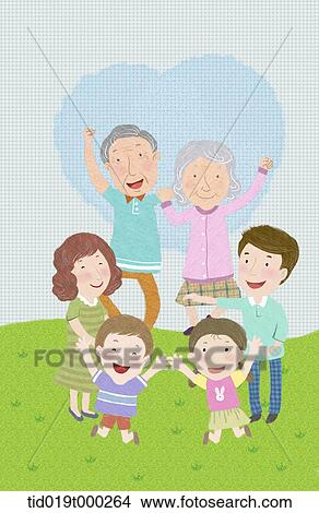 illustration of extended family on the grass View Large Photo Image Picture - illustration of extended family on the grass. Fotosearch